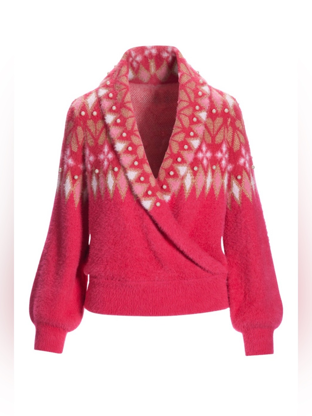 Boston Proper Fair Isle Shawl Collar Sweater